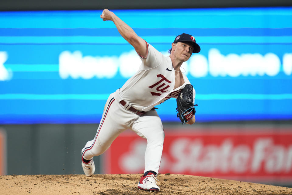 Minnesota Twins starting pitcher Sonny Gray delivers during the fourth inning of a baseball game against the Tampa Bay Rays, Monday, Sept. 11, 2023, in Minneapolis. (AP Photo/Abbie Parr)