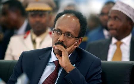 Somalia's newly elected President Mohamed Abdullahi Farmaajo attends his inauguration ceremony in Somalia's capital Mogadishu, February 22, 2017. REUTERS/Feisal Omar