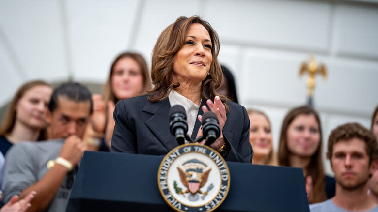 Kamala Harris smiling at event