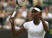 Britain Tennis - Wimbledon - All England Lawn Tennis & Croquet Club, Wimbledon, England - 5/7/16 USA's Venus Williams celebrates winning her match against Kazakhstan's Yaroslava Shvedova REUTERS/Tony O'Brien