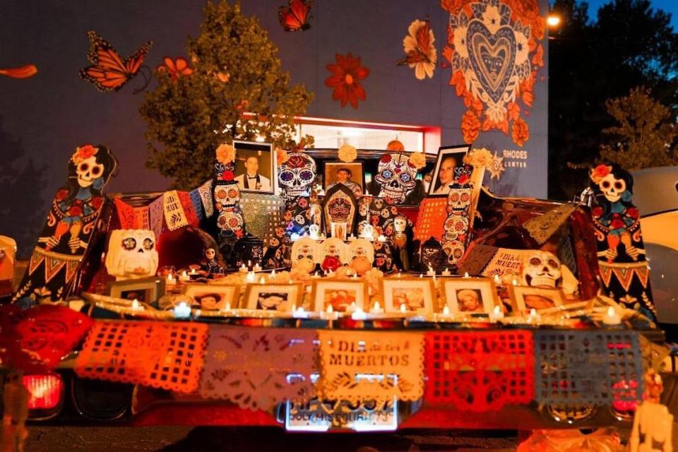 Macio Palacio and his family’s altar, built in the trunk of his 1973 El Camino, won the people’s choice award for best altar.