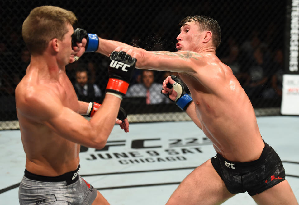 Darren Till punches Stephen Thompson in their welterweight bout during the UFC Fight Night event at Echo Arena on May 27, 2018 in Liverpool, England. (Getty Images)