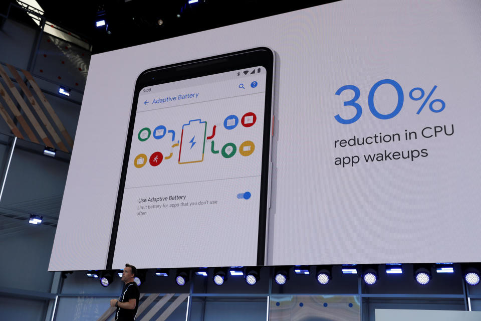 Dave Burke, vice president of engineering, Android, speaks onstage during the annual Google I/O developers conference in Mountain View, California on Tuesday. Source: REUTERS/Stephen Lam