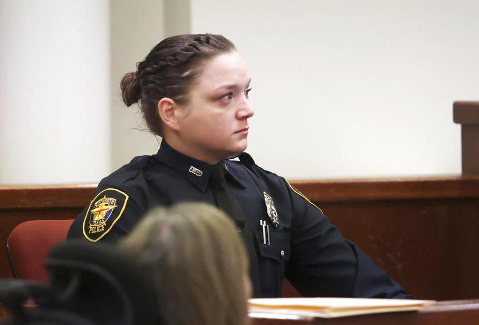 Fort Worth Police Officer Carol Darch testifies during the second day of the murder trial of Aaron Dean on Dec. 6, 2022.