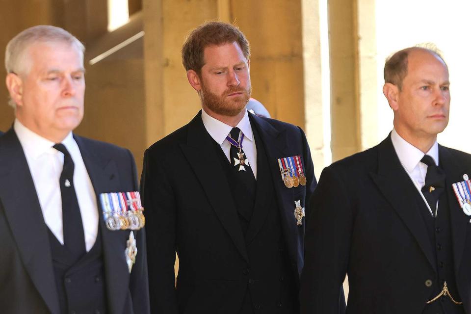 Prince Andrew, Duke of York, Prince Edward, Prince Harry, Duke of Sussex and Prince Edward, Earl of Wessex