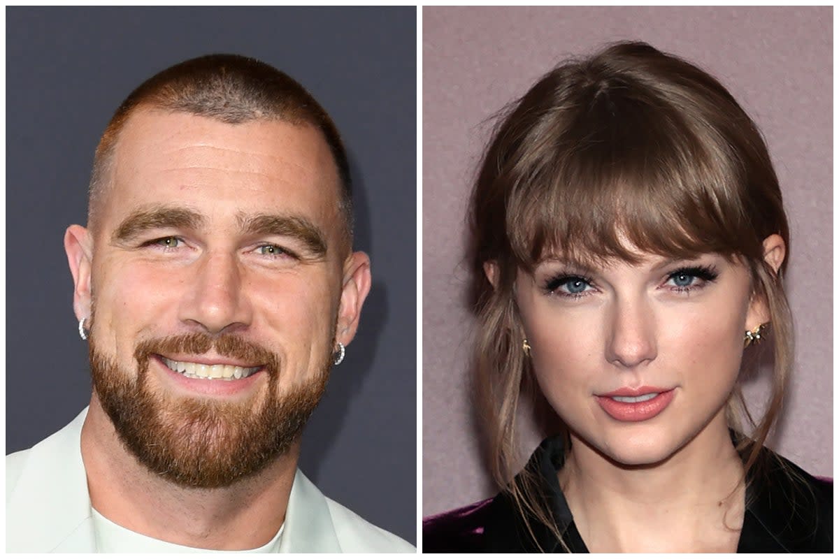 Travis Kelce (L) and Taylor Swift (R) (Getty)