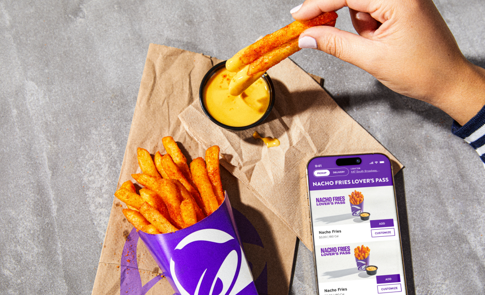 Taco Bell's Nacho Fries Lover’s Pass, available through Monday, July 15, costs $10 and entitles you to a regular size order of Nacho Fries every day for the next 30 days in the Taco Bell app.