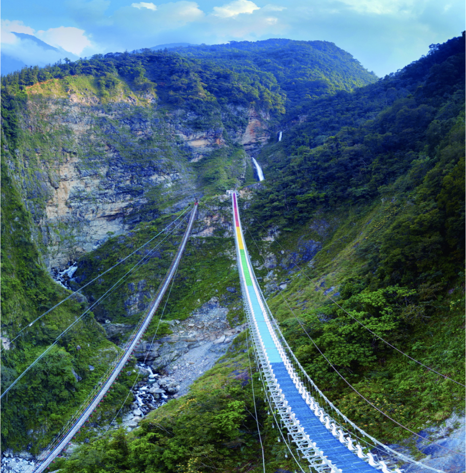 <p>七彩雙龍吊橋｜Shuanglong rainbow suspension bridge（Courtesy of Nantou County Government)</p>
