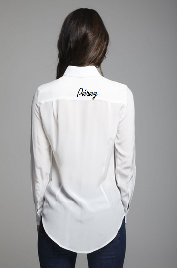 All of the button-downs and blazers at Marie Claire St. John can be emblazoned with names or phrases across the back. 