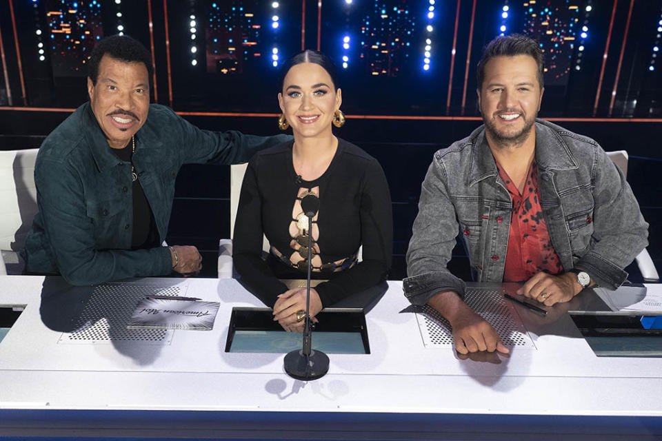 (L-R): Lionel Richie, Katy Perry and Luke Bryan on “American Idol” on April 25, 2022. - Credit: ABC