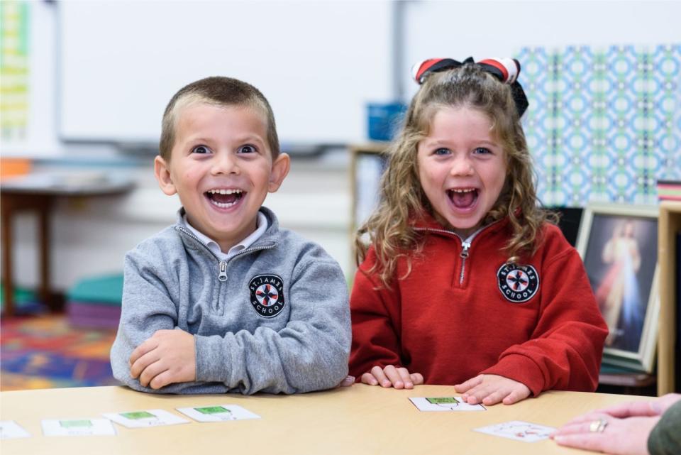 Students at St. James School, a K-8 Catholic school.