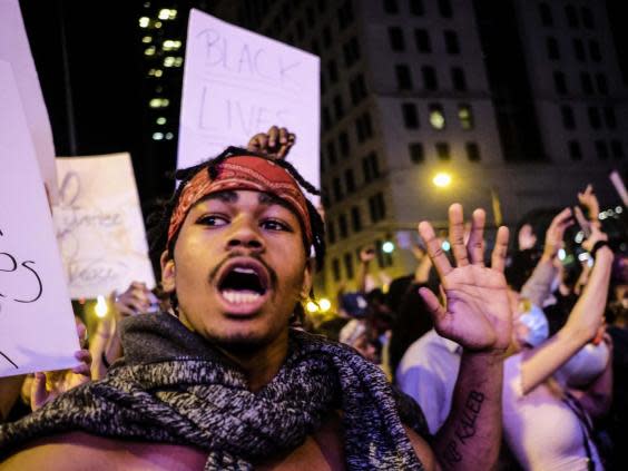 Protesters demonstrated in near the statehouse in Columbus, Ohio (Getty Images)