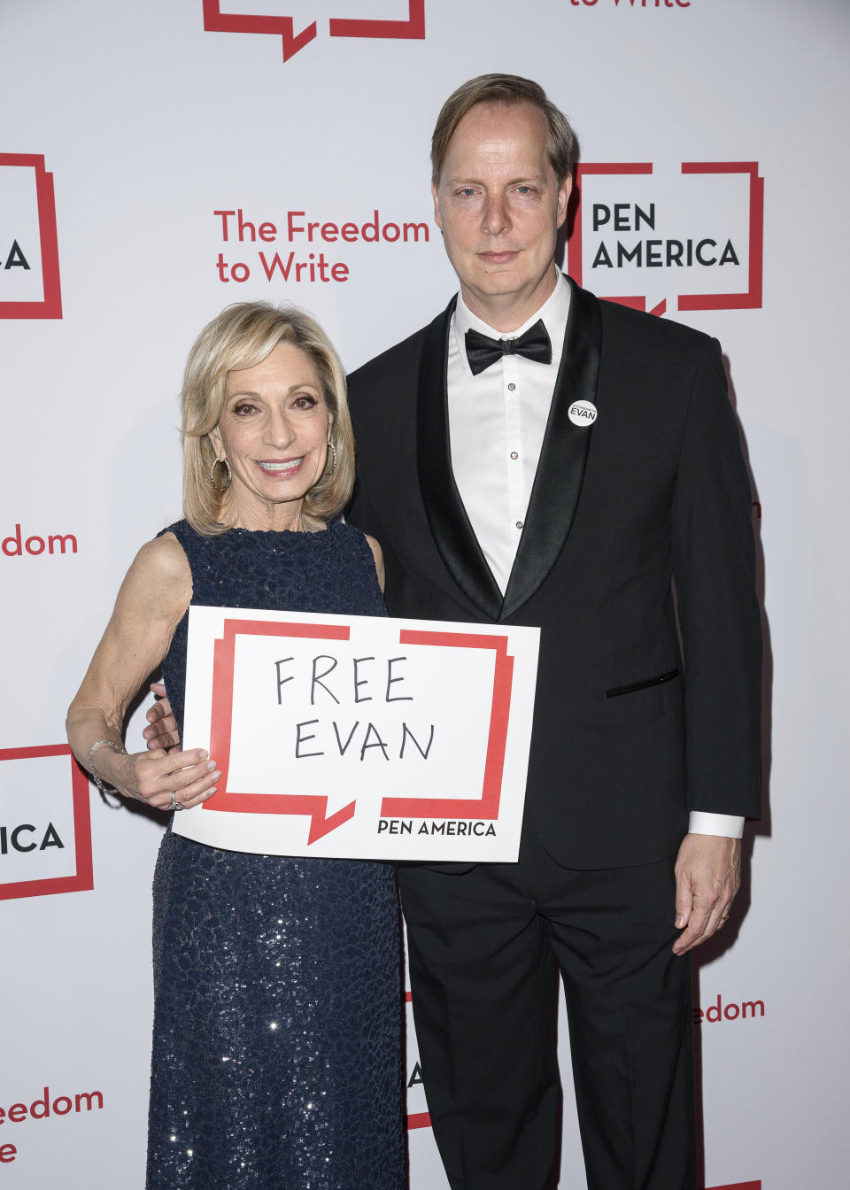 Andrea Mitchell, left, and Almar Latour attend the PEN America Literary Gala at the American Museum of Natural History on Thursday, May 16, 2024, in New York. (Photo by Christopher Smith/Invision/AP)