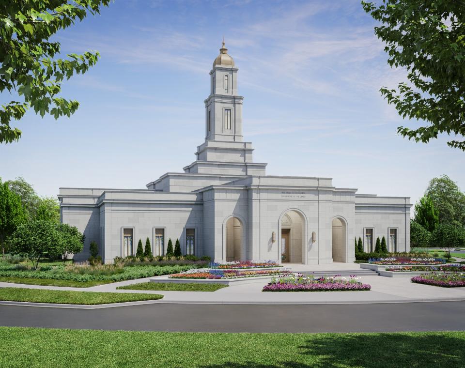 An artist’s rendering of the Grand Rapids Michigan Temple. | The Church of Jesus Christ of Latter-day Saints