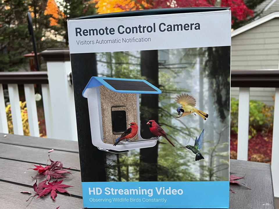 This image provided by Jessica Damiano shows a Video Camera Bird Feeder available on SharperImage.com. (Jessica Damiano via AP)
