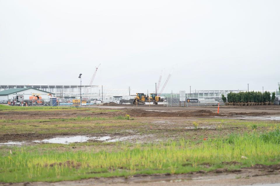 Construction progress at the site of the Blue Oval Battery Park on Michigan Avenue in Marshall Township on Thursday, May 9, 2024.