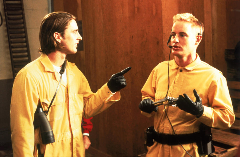 Luke and owen wilson in jumpsuits with heist gadgets in bottle rocket