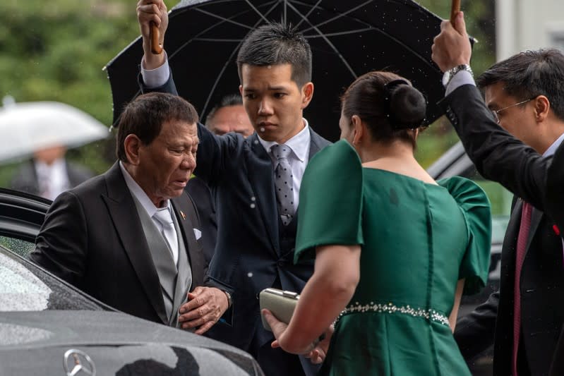 Philippines President Rodrigo Duterte arrives for the enthronement ceremony of Japan's Emperor Naruhito at the Imperial Palace in Tokyo