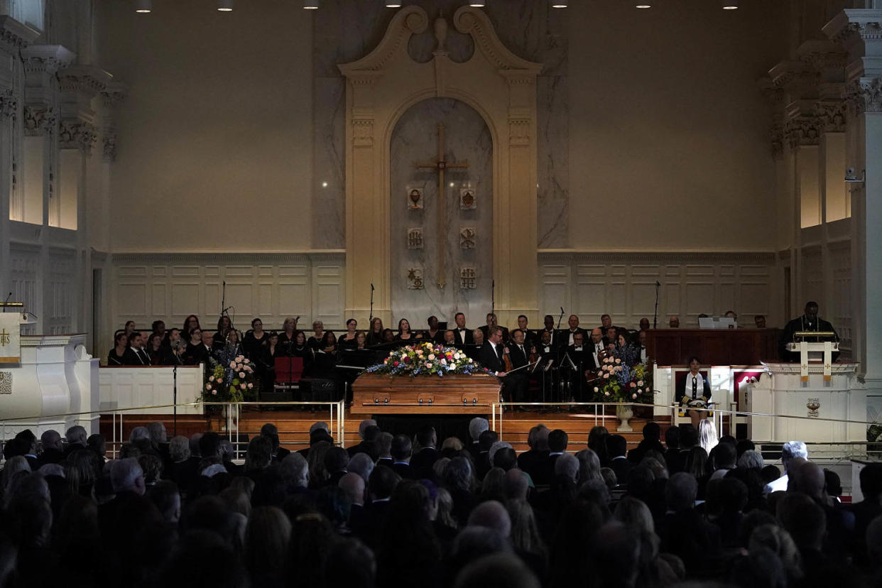 Pastor Tony Lowden speaks during a tribute service for former US First Lady Rosalynn Carter, at Glenn Memorial Church in Atlanta, Georgia, on November 28, 2023. Carter died on November 19, aged 96, just two days after joining her husband in hospice care at their house in Plains.  (Brynn Anderson / AFP via Getty Images)