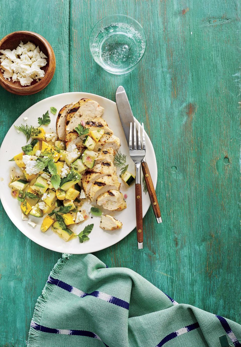 Grilled Chicken with Quick-Pickled Squash Salad
