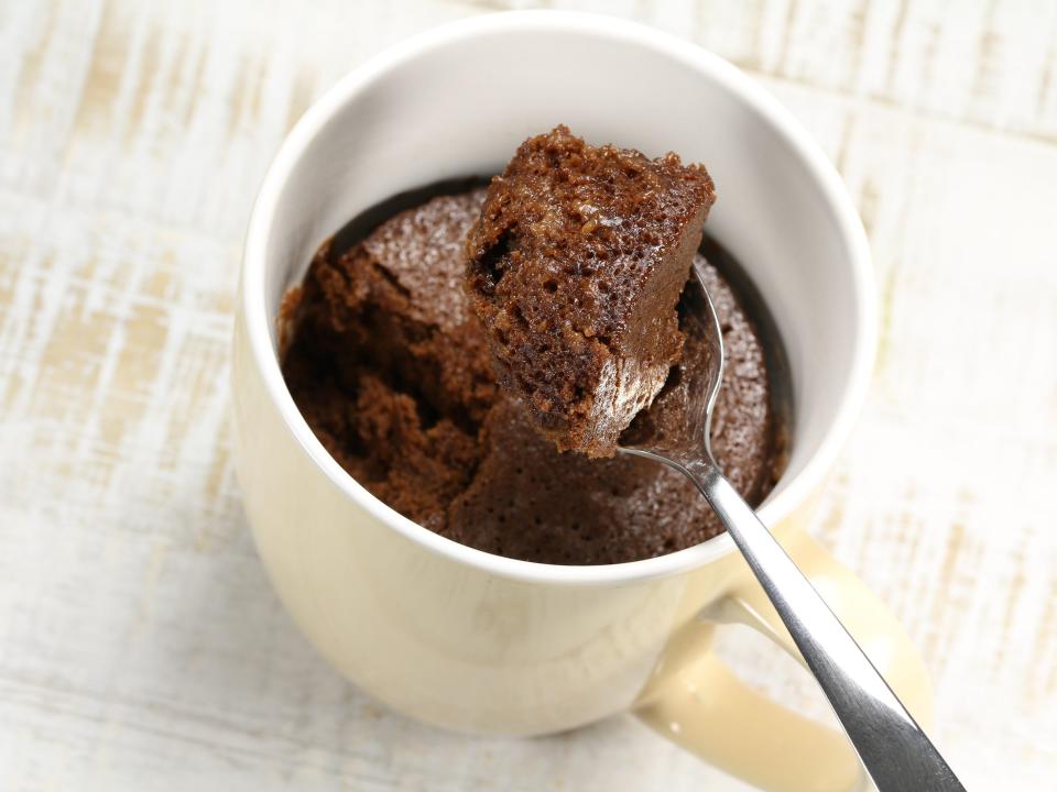 chocolate cake in a mug