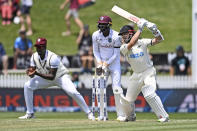 New Zealand's Kane Williamson bats during play on day two of the first cricket test between the West Indies and New Zealand in Hamilton, New Zealand, Friday, Dec. 4, 2020. (Andrew Cornaga/Photosport via AP)