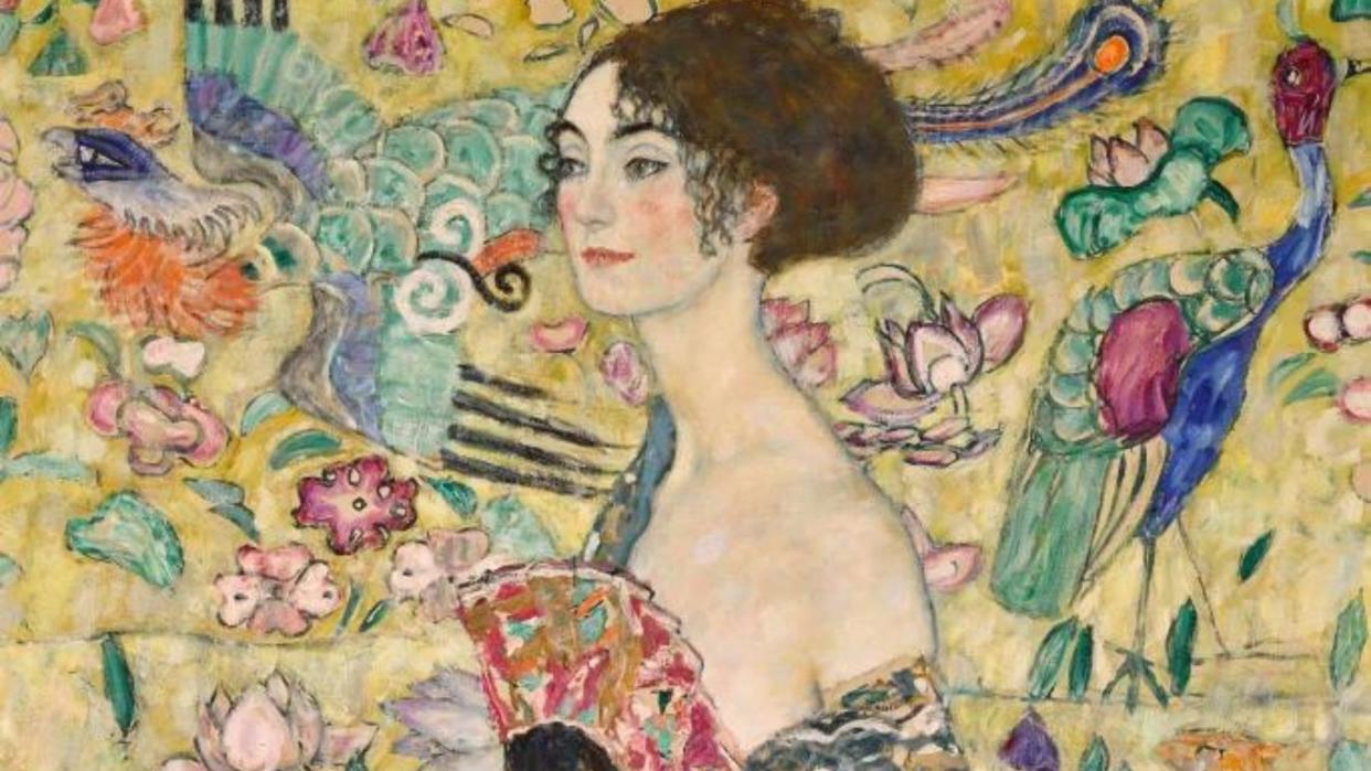  'Dame mit Fächer' ('Lady with a Fan', detail) by Gustav Klimt . 