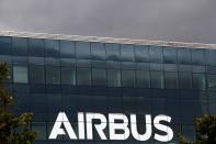 Airbus logo at the Airbus Defence and Space facility in Elancourt