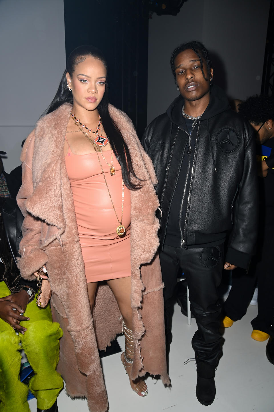 PARIS, FRANCE - FEBRUARY 28: (EDITORIAL USE ONLY - For Non-Editorial use please seek approval from Fashion House) Rihanna and ASAP Rocky attend the Off-White Womenswear Fall/Winter 2022/2023 show as part of Paris Fashion Week on February 28, 2022 in Paris, France. (Photo by Pascal Le Segretain/Getty Images)