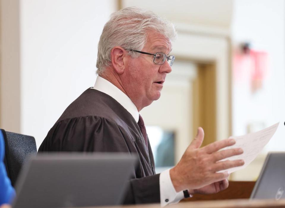 Judge Eugene Griffith sentences Shane Stuart to 10 years in prison Wednesday at the Chester County Courthouse.