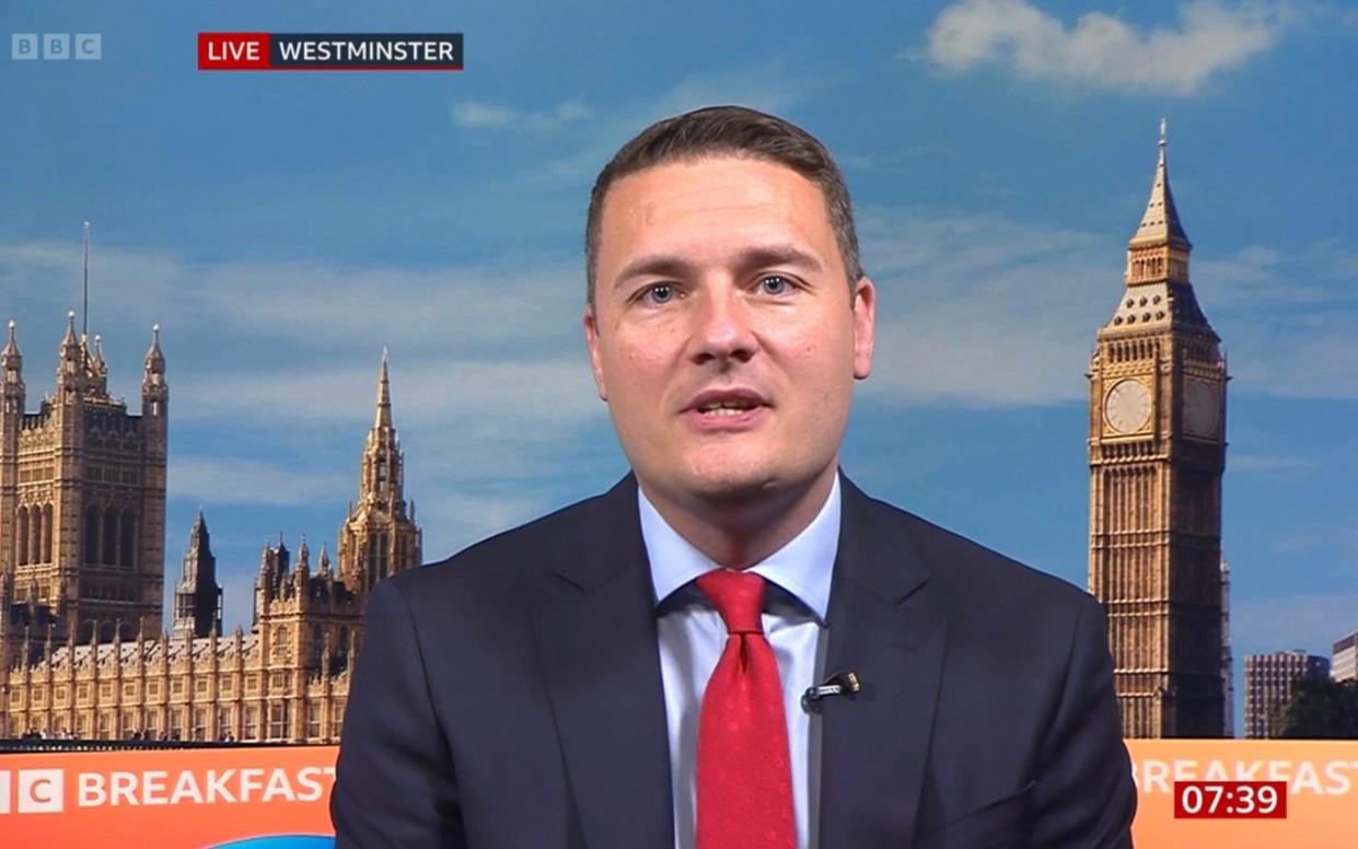 Wes Streeting, the shadow health secretary, is pictured during an interview on BBC Breakfast this morning