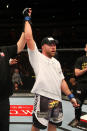 SAITAMA, JAPAN - FEBRUARY 26: Tim Boetsch reacts after knocking out Yushin Okami during the UFC 144 event at Saitama Super Arena on February 26, 2012 in Saitama, Japan.