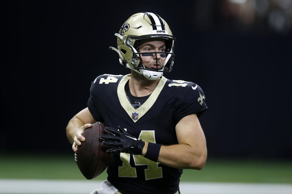 The Saints drafted Jake Haener in the fourth round of the 2023 draft. (Photo by Chris Graythen/Getty Images)