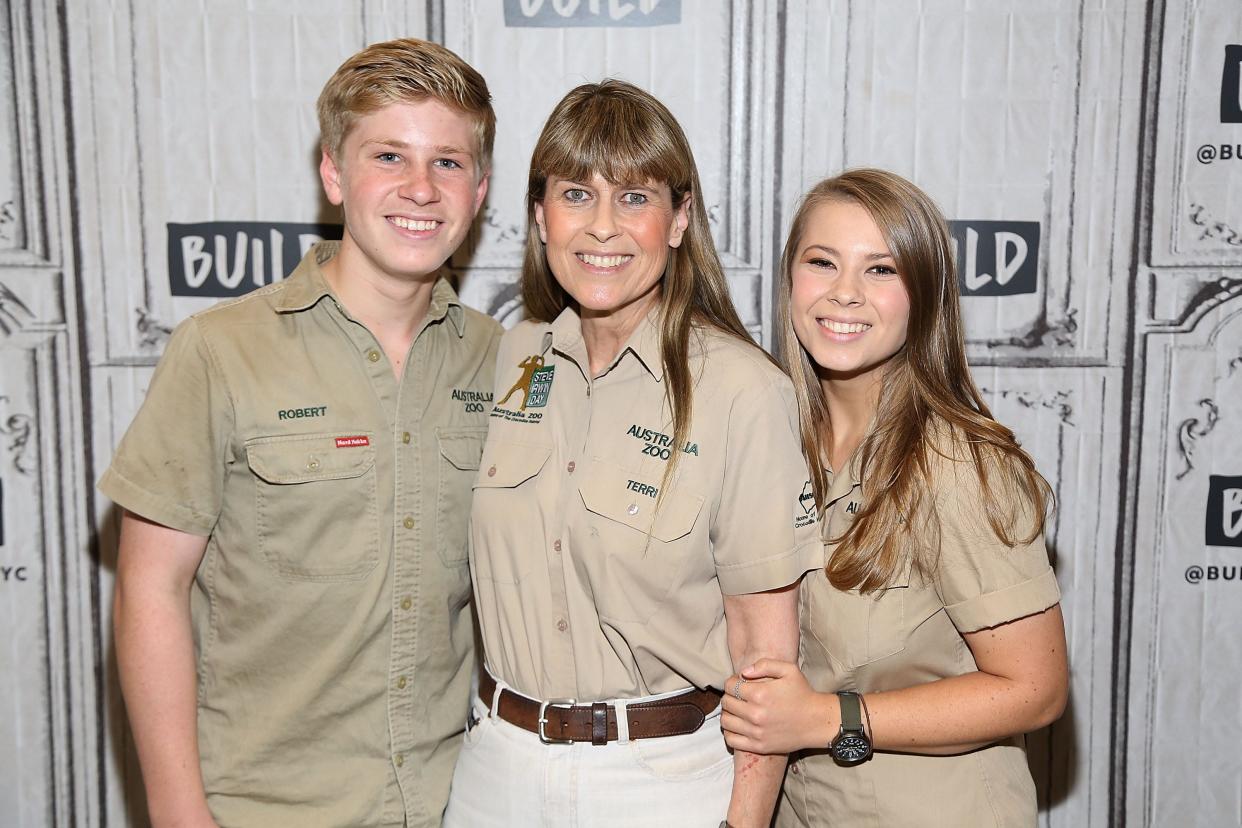 A photo of Robert, Terri and Bindi Irwin taken at Build Studios in New York City in 2018.