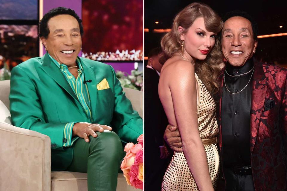 <p>Chris Millard/Warner Bros.; ABC via Getty Images</p> From Left: Smokey Robinson on the Jennifer Hudson Show, Taylor Swift and Smokey Robinson at The 2022 American Music Awards, on NOV. 20, 2022 