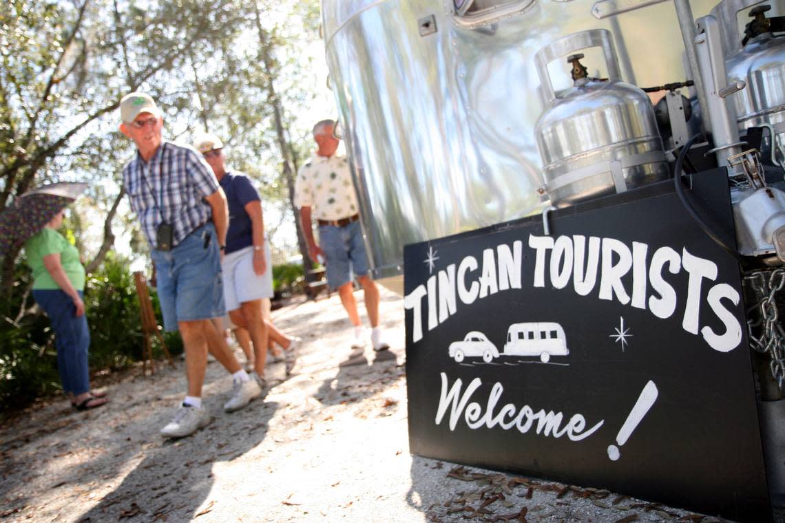 Attendees check out some of the antique trailers and motor homes on display during the Tin Can Tourists’ 89th annual Winter Convention at Lake Manatee State Park in 2009.
