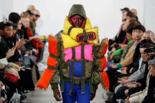 Walter Van Beirendonck turned up the chromatic temperature with his fabulously multi-coloured acid-trip looks