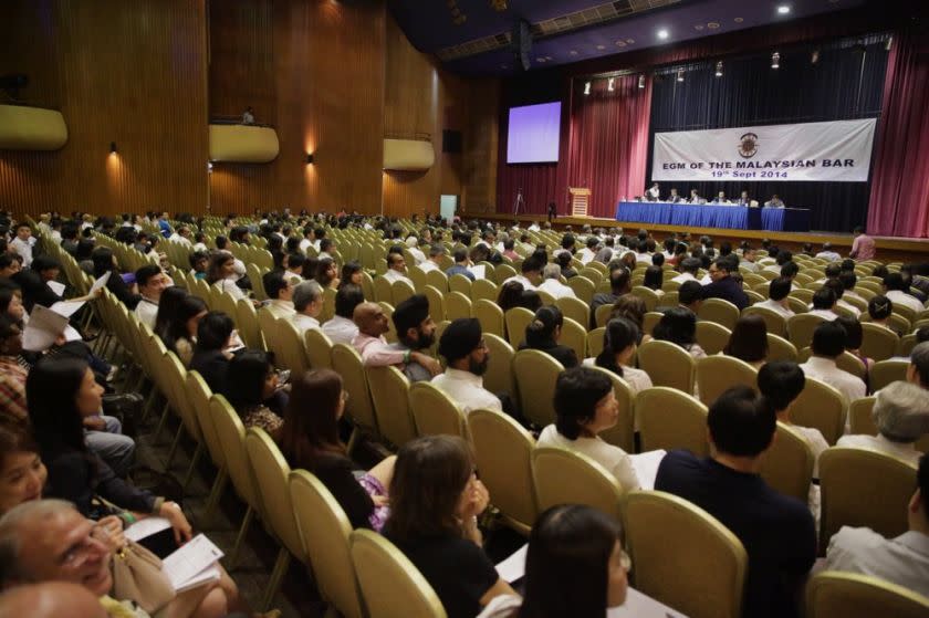 File picture of participants at the Malaysian Bar EGM in Kuala Lumpur September 19, 2014. ― Picture by Choo Choy May