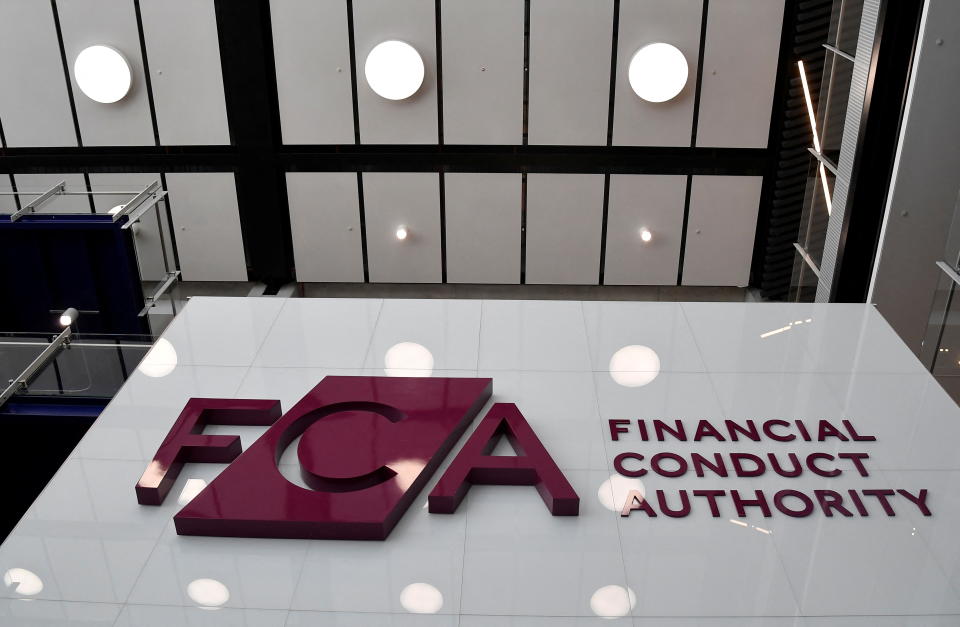 Signage for the Financial Conduct Authority (FCA), the Britain's financial regulatory body, is seen at their head offices in London, Britain March 10, 2022. REUTERS/Toby Melville