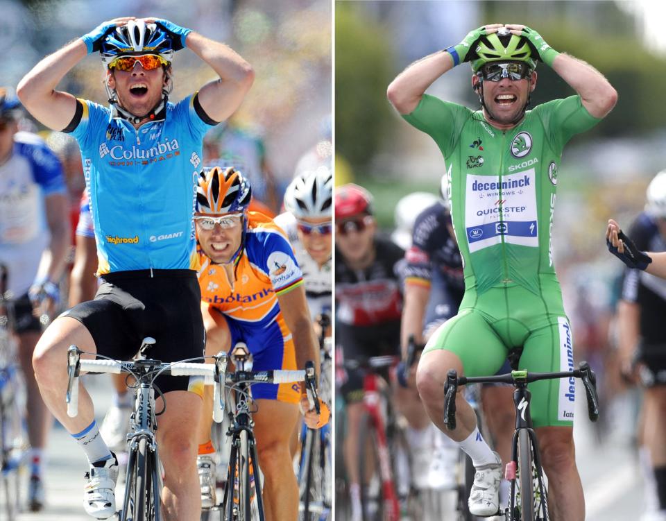 Mark Cavendish in Chateauroux in 2008 and again in 2021 (GEtty)