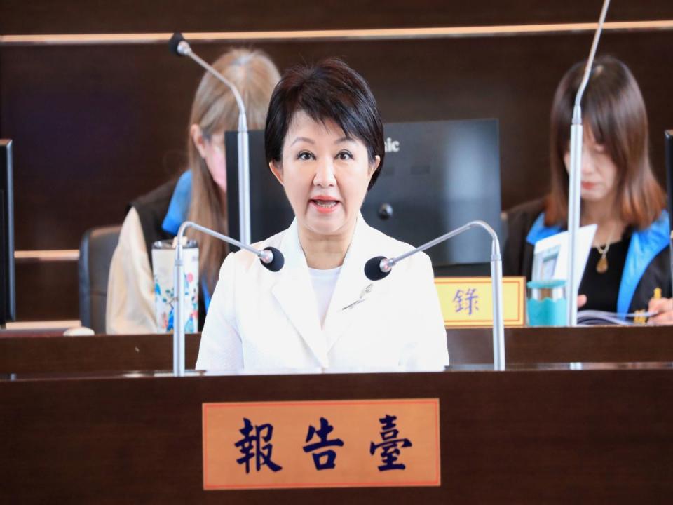 台中市議會進行市長施政報告，盧秀燕細數施政成果。（圖：中市府提供）