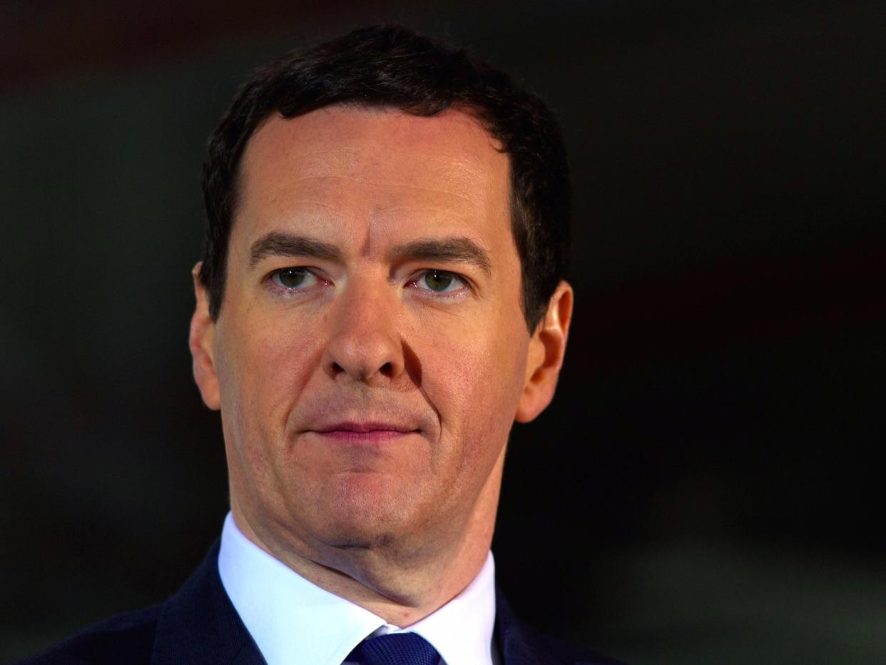 Chancellor of the Exchequer George Osborne speaks to journalists ahead of the spending review at Imperial College White City on November 9, 2015 in London, England. The Chancellor provisionally announced cuts of up to 30% over the next four years for four government sectors including the treasury. (Photo by )
