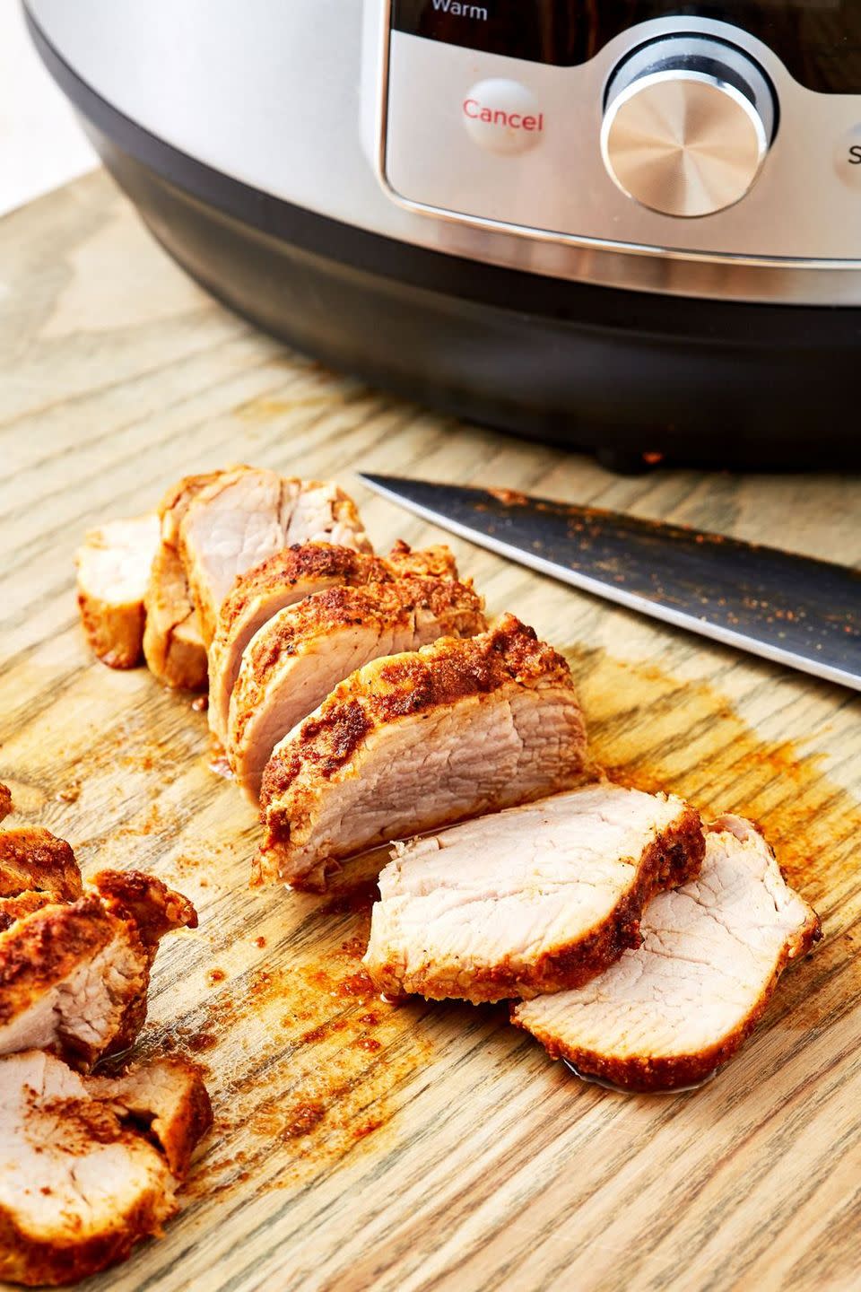 <p>With just around 10 minutes of hands-on time, this perfectly cooked pork tenderloin comes together in under 30 minutes. </p><p>Get the <a href="https://www.delish.com/uk/cooking/recipes/a30425648/instant-pot-pork-tenderloin-recipe/" rel="nofollow noopener" target="_blank" data-ylk="slk:Instant Pot Pork Tenderloin;elm:context_link;itc:0;sec:content-canvas" class="link ">Instant Pot Pork Tenderloin</a> recipe.</p>