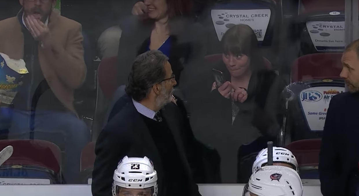 John Tortorella, the head coach of the Columbus Blue Jackets, was having none of a fan's attempt to take a selfie with him during Wednesday night's game against the Calgary Flames. (YouTube/NHL)