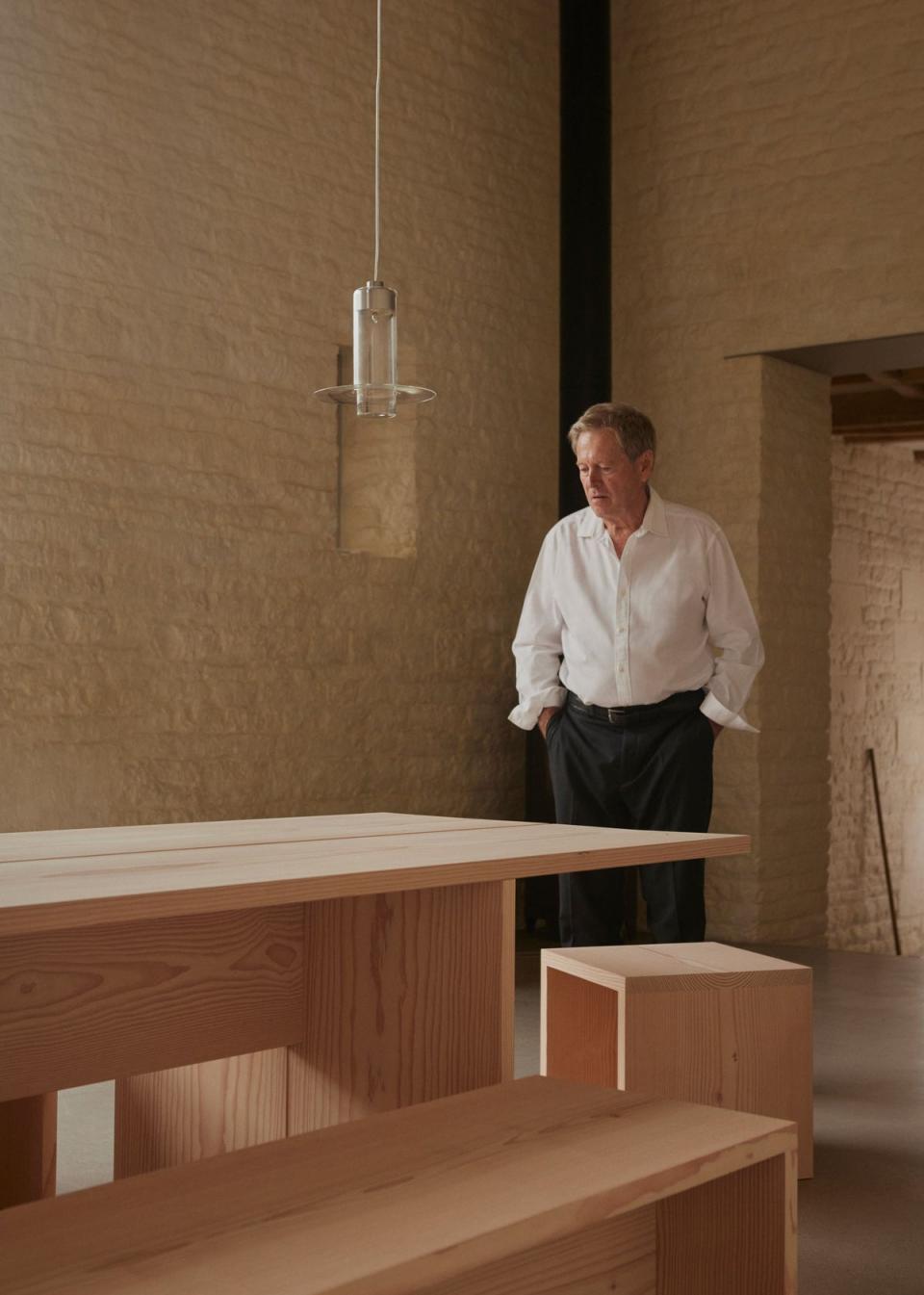 John Pawson with furniture from his new collection (Claus Troelsgaard)