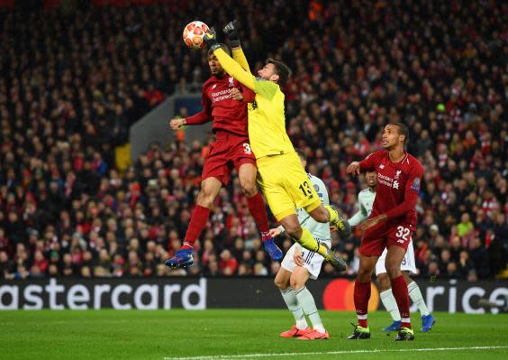 Alisson had a nervy evening in goal (Getty Images)
