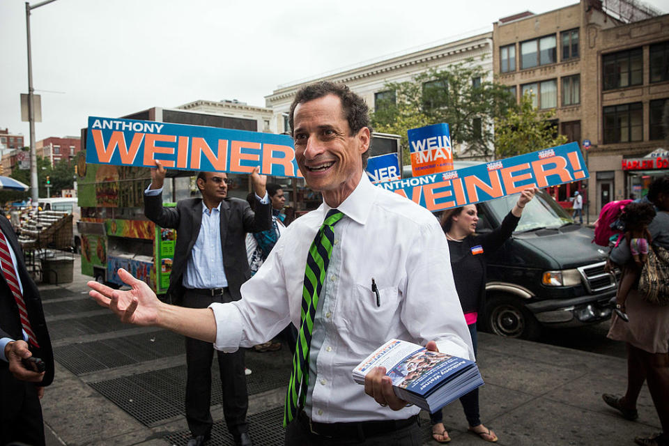 New York City mayoral hopeful Anthony Weiner was ultimately undone by his incessant dick pic tendencies. Source: Getty