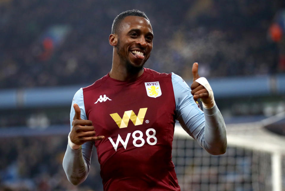 Aston Villa's Jonathan Kodjia celebrates scoring his side's fourth goal of the game Aston Villa v Liverpool - Carabao Cup - Quarter Final - Villa Park 17-12-2019 . (Photo by  Tim Goode/EMPICS/PA Images via Getty Images)