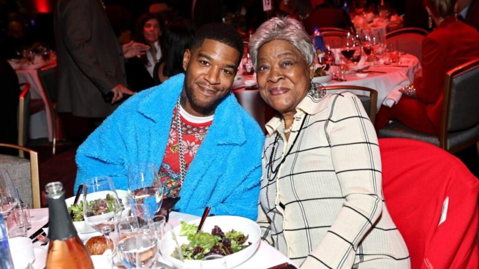 Honoree Scott “Kid Cudi” Mescudi and his mother Elsie Mescudi enjoy the Critics Choice Association’s 5th Annual Celebration of Black Cinema & Television at the Fairmont Century Plaza.