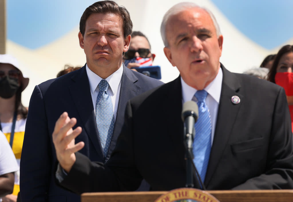 Florida Governor Ron DeSantis Holds News Conference In Miami